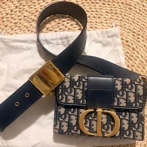 CHRISTIAN DIOR Blue and Gold Women's Belt Bag